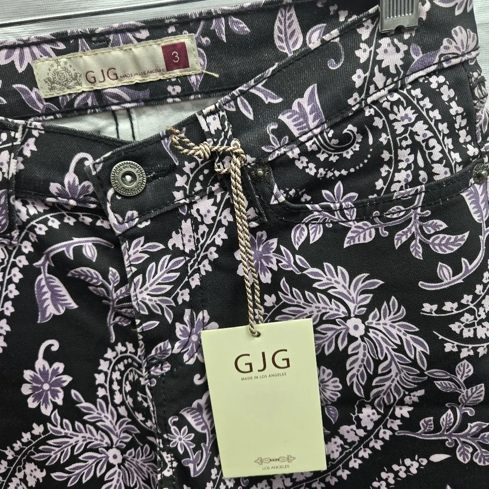 GJG Los Angeles‎ Black & Purple Paisley Skinny Jeans NWT Size 3